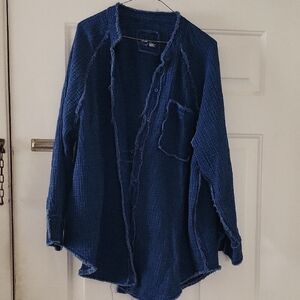 Aerie Blue Button Down Cover Up Shirt